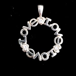 925 Sterling Silver Gem Accent Love Circle Pendant